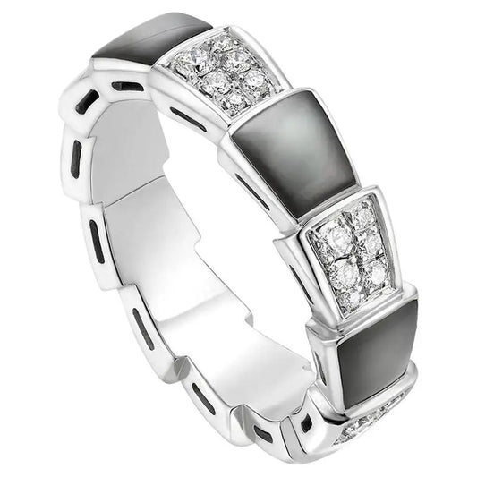 [MERA]SERPENTI RING SILBER DIAMANT SCHWARZ MOP 4MM