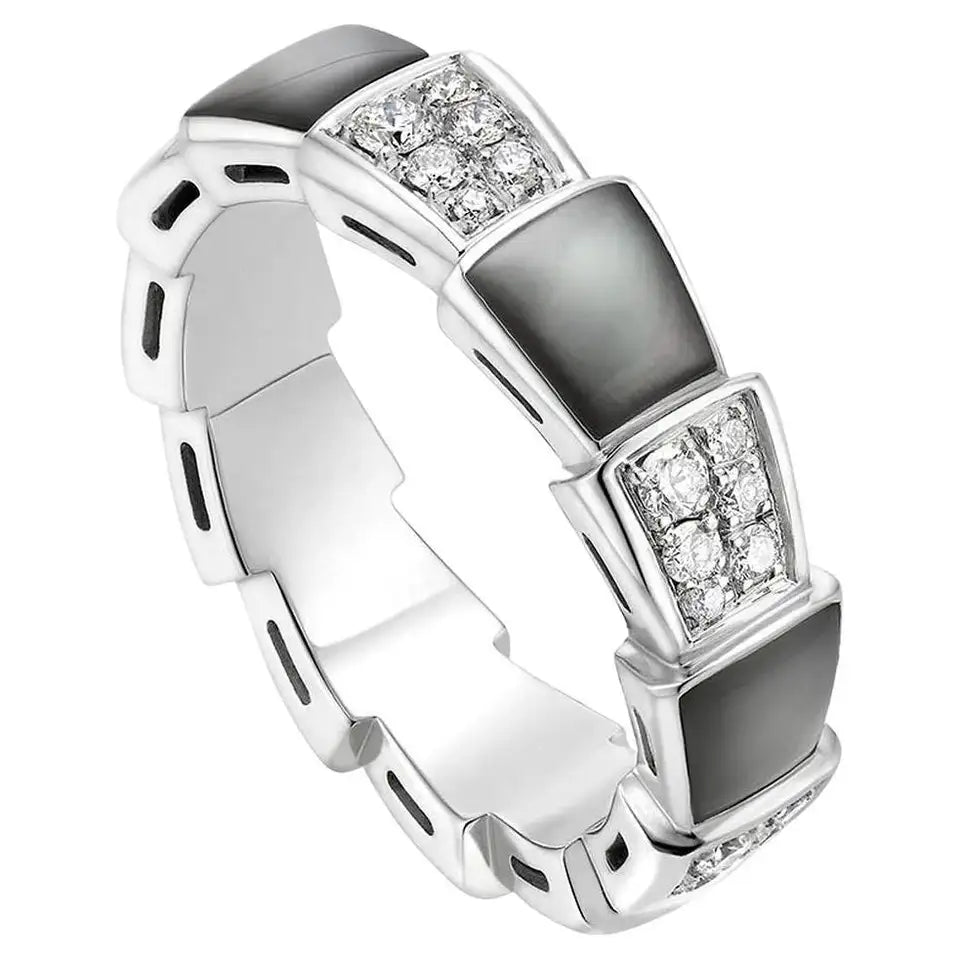 [Luxe Jewels]SERPENTI RING SILVER DIAMOND BLACK MOP 4MM