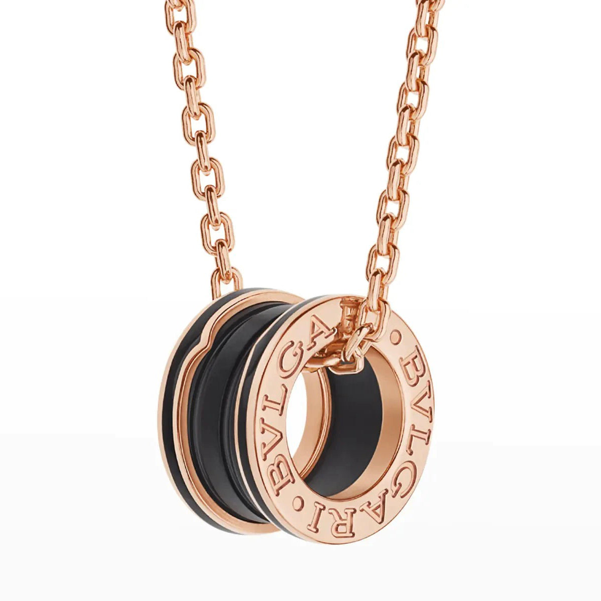 [Luxe Jewels]ZERO 1 BLACK CERAMIC PINK GOLD NECKLACE