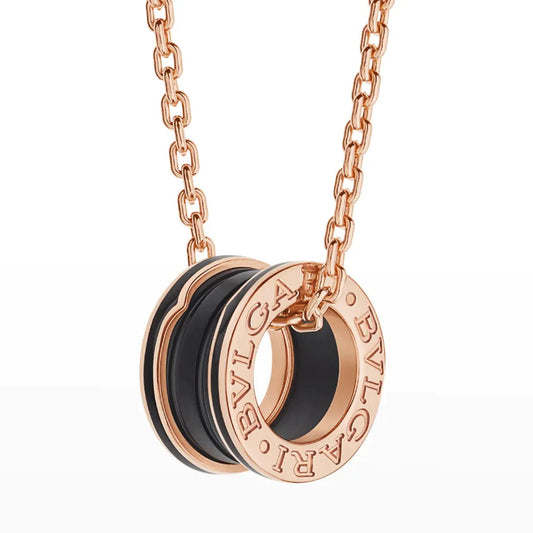 [Luxe Jewels]ZERO 1 BLACK CERAMIC PINK GOLD NECKLACE