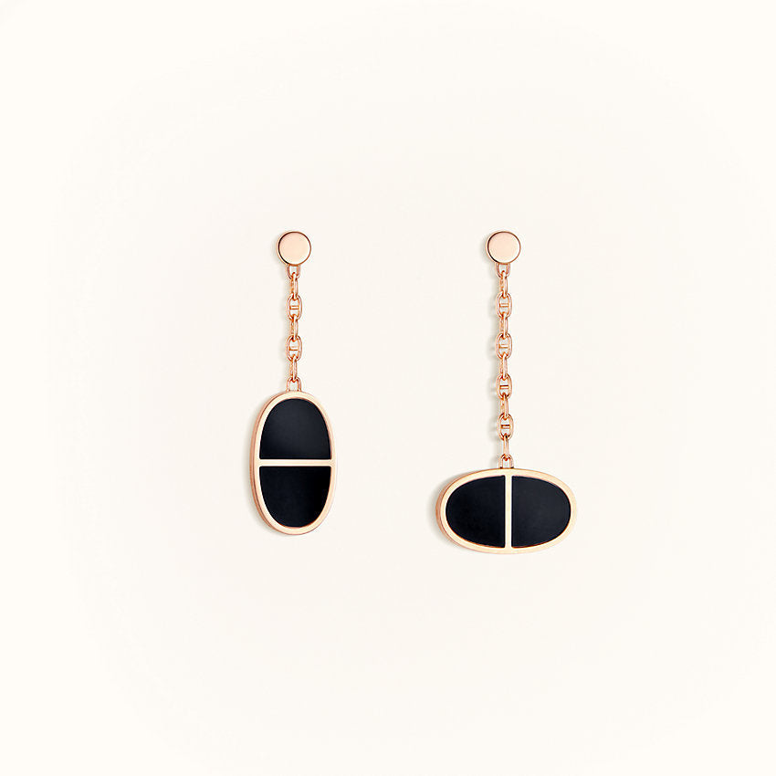 [Luxe Jewels]CHAINE VERSO BLACK CERAMIC EARRINGS