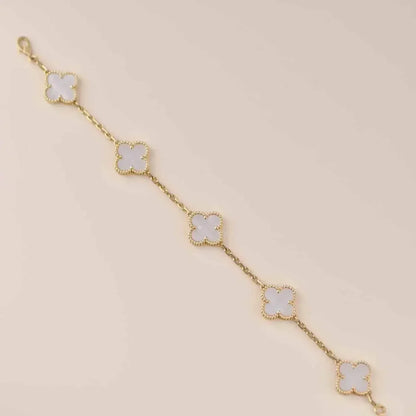 [Luxe Jewels]CLOVER  5 MOTIF WHITE MOP BRACELET