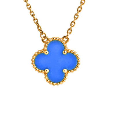 [Luxe Jewels]CLOVER 15MM BLUE AGATE NECKLACE