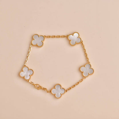 [Luxe Jewels]CLOVER  5 MOTIF WHITE MOP BRACELET