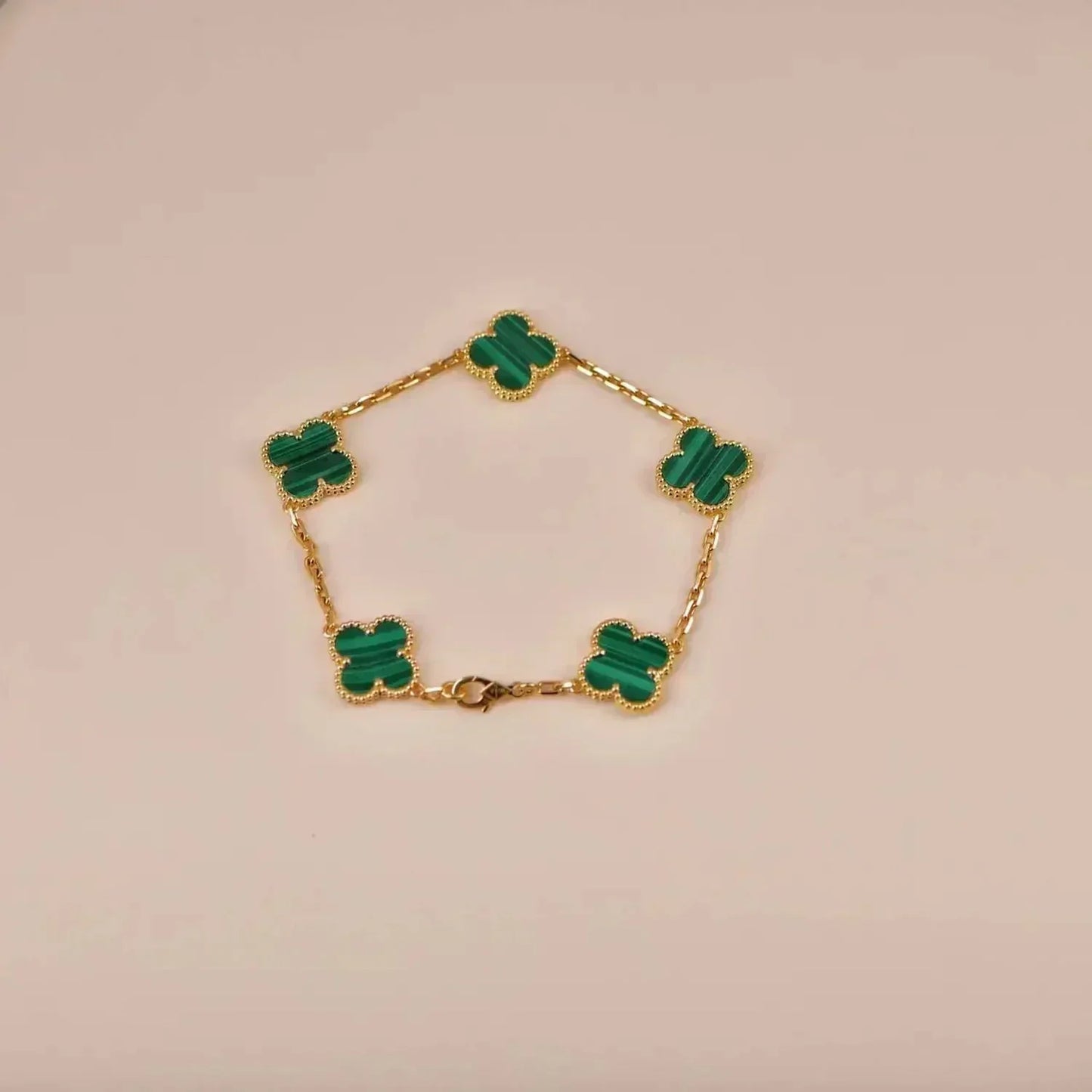 [Luxe Jewels]CLOVER 5 MOTIFS MALACHITE BRACELET