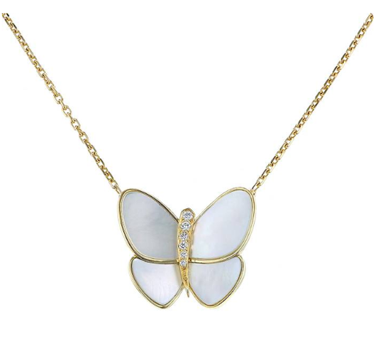 [Luxe Jewels]BUTTERFLY GOLD MOP DIAMOND NECKLACE