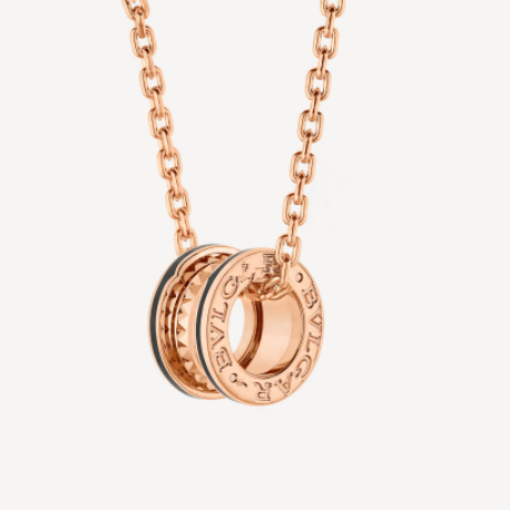 [Luxe Jewels]ZERO 1 ROCK PEDANT PINK GOLD BLACK NECKLACE