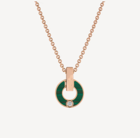 [Luxe Jewels]GARI NECKLACE PINK GOLD MALACHITE