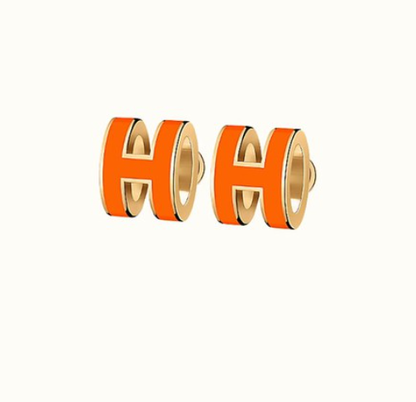 [Luxe Jewels]MINI POP H EARRINGS ORANGE