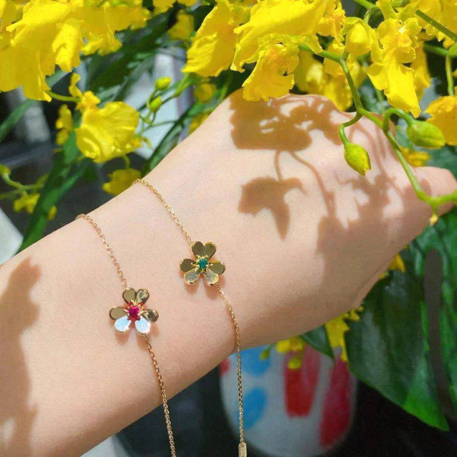 [Luxe Jewels]FRIVOLE GOLD FLOWER PINK MALACHITE BRACELET