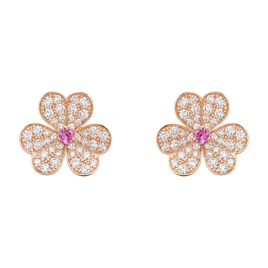 [Luxe Jewels]FRIVOLE PINK GOLD FLOWER DIAMOND EARRINGS