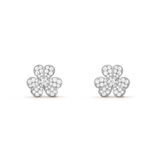 [Luxe Jewels]FRIVOLE SILVER FLOWER DIAMOND EARRINGS