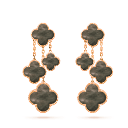 [Luxe Jewels]CLOVER EARRINGS DARK MOP 4 MOTIFS ROSE GOLD