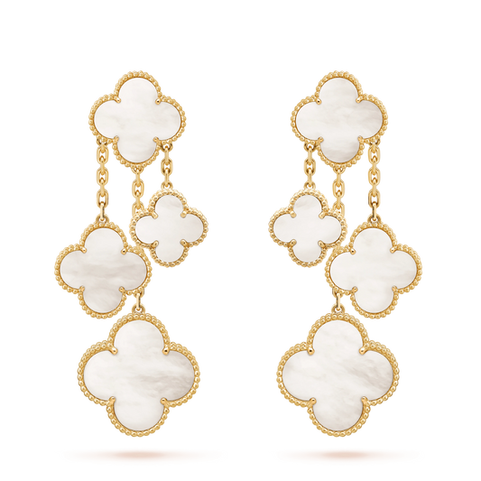 [Luxe Jewels]CLOVER EARRINGS WHITE MOP 4 MOTIFS GOLD