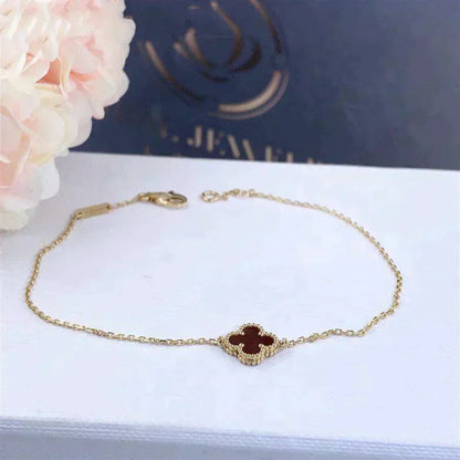 [Luxe Jewels]CLOVER  CARNELIAN SINGLE FLOWER BRACELET