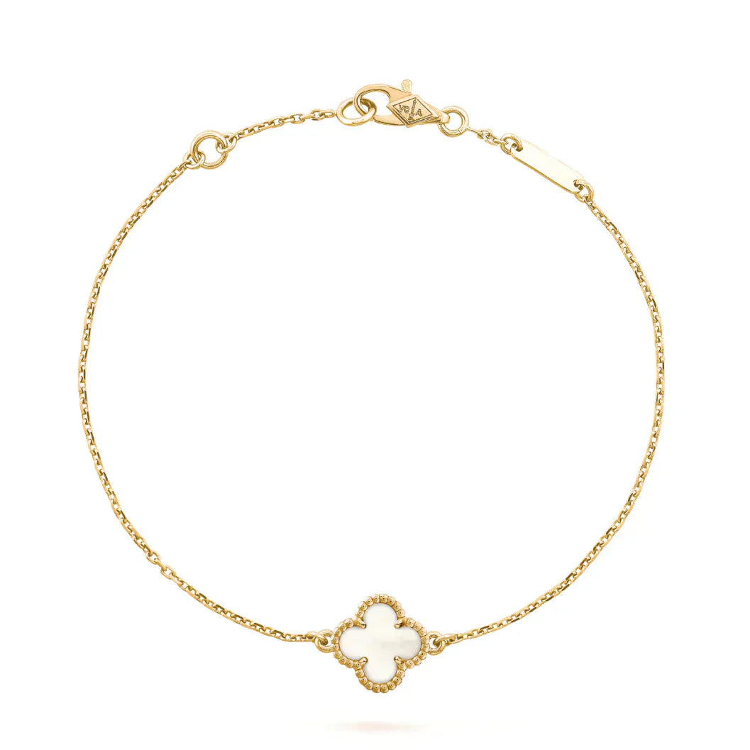 [Luxe Jewels]CLOVER WHITE MOP SINGLE FLOWER BRACELET