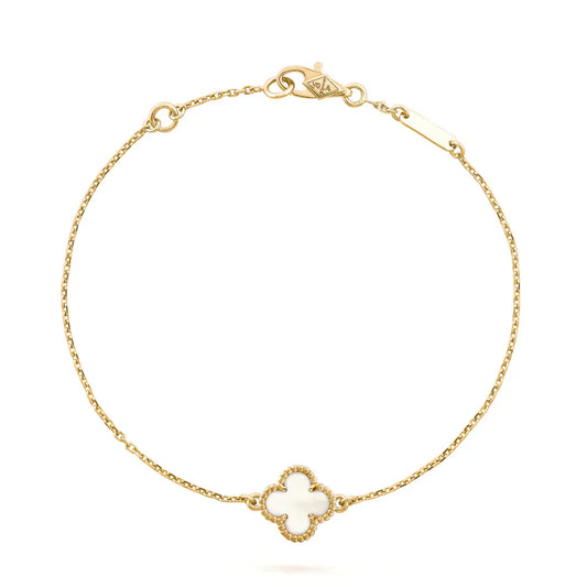 [Luxe Jewels]CLOVER WHITE MOP SINGLE FLOWER BRACELET