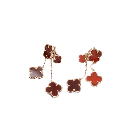 [Luxe Jewels]CLOVER EARRINGS CARNELIAN 4 MOTIFS PINK GOLD