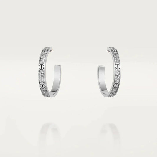 [Luxe Jewels]LOVE DIAMOND SILVER HOOP EARRINGS