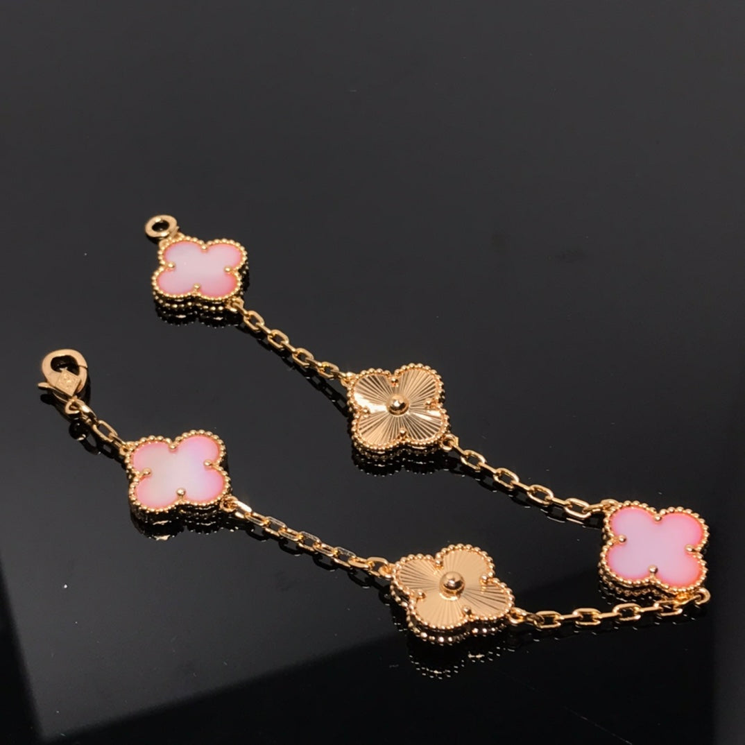 [Luxe Jewels]CLOVER BRACELET 5 MOTIF PINK AND PINK GOLD