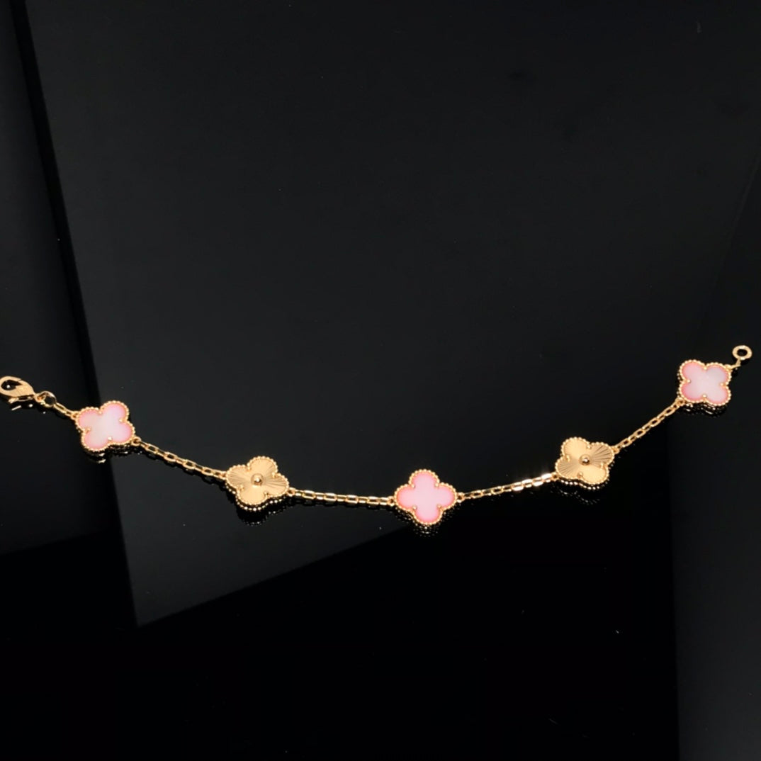 [Luxe Jewels]CLOVER BRACELET 5 MOTIF PINK AND PINK GOLD