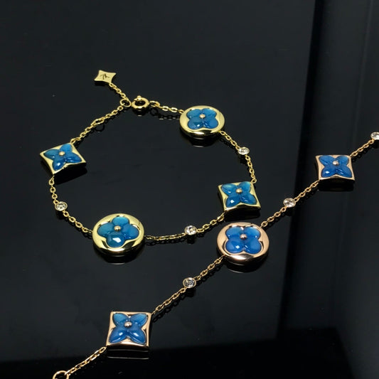 [Luxe Jewels]STAR AND SUN 4 MOTIF BLUE BRACELET