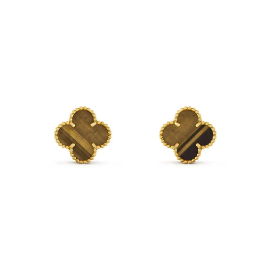 [Luxe Jewels]CLOVER MEDIUM 1 MOTIFS TIGER EYE EARRINGS