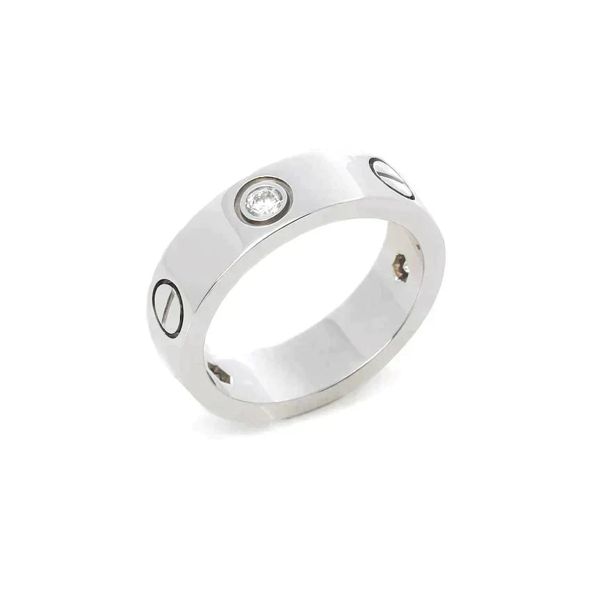 [Luxe Jewels]LOVE RING 5.5MM 3 DIAMONDS SILVER