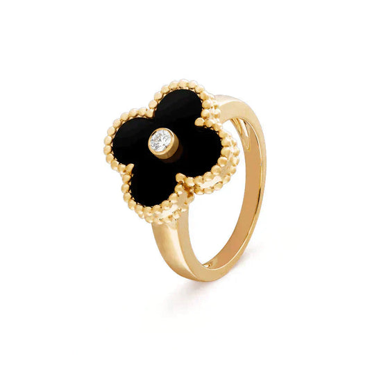 [Luxe Jewels]CLOVER ONYX RING GOLD DIAMOND