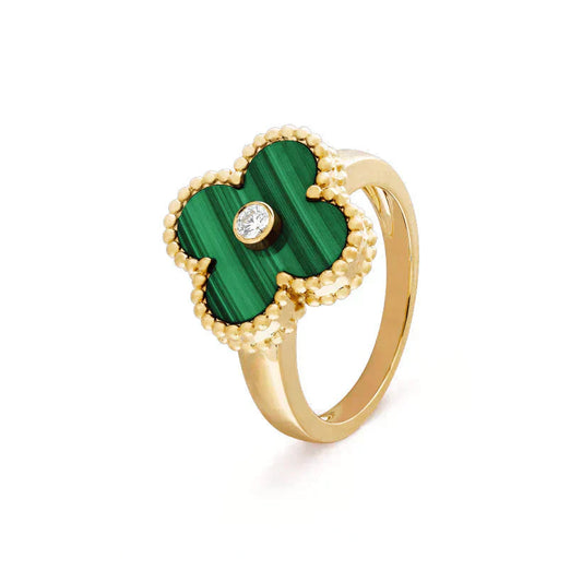 [Luxe Jewels]CLOVER MALACHITE RING GOLD DIAMOND