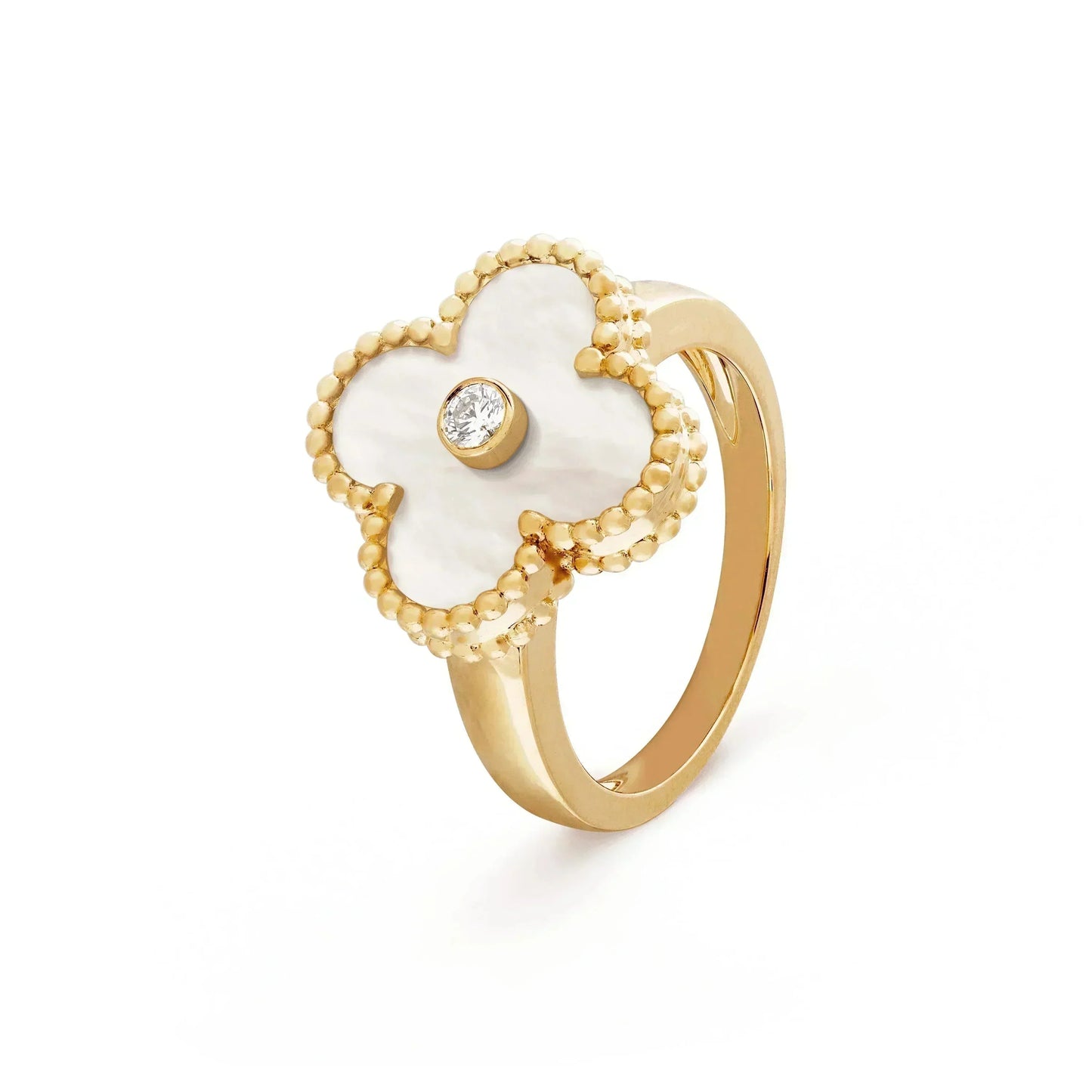 [Luxe Jewels]CLOVER PINK MOP RING GOLD DIAMOND